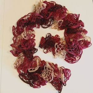 Oblong Scarf, magenta, beige and dark purple